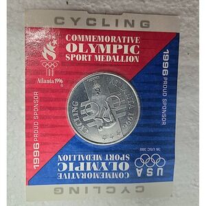 1996 Atlanta Olympics Cycling Sport Medallion Commemorative USA Proud Sponsor